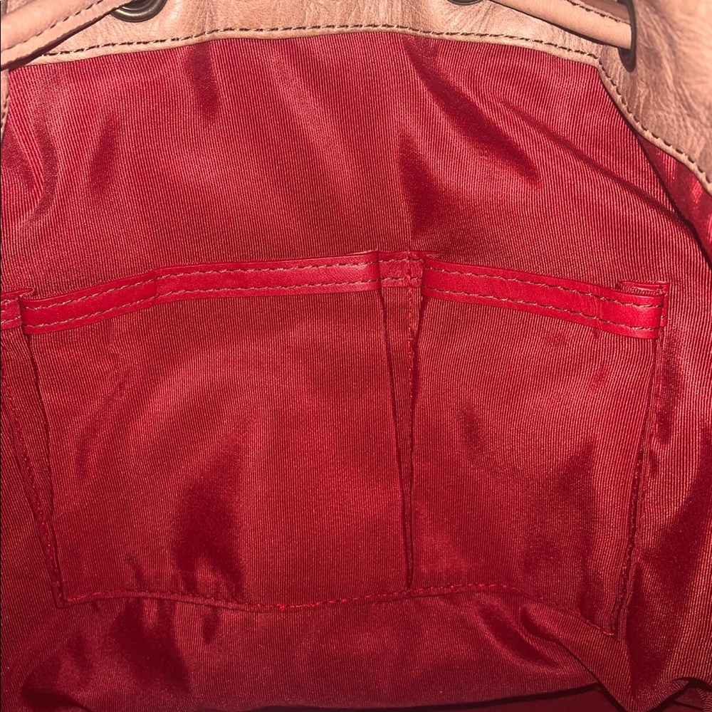 Anthropologie Tan and Red Leather Shoulder Bag - Picture 4 of 6